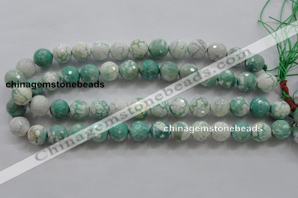 CAA805 15.5 inches 14mm faceted round fire crackle agate beads