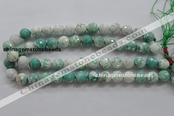 CAA805 15.5 inches 14mm faceted round fire crackle agate beads