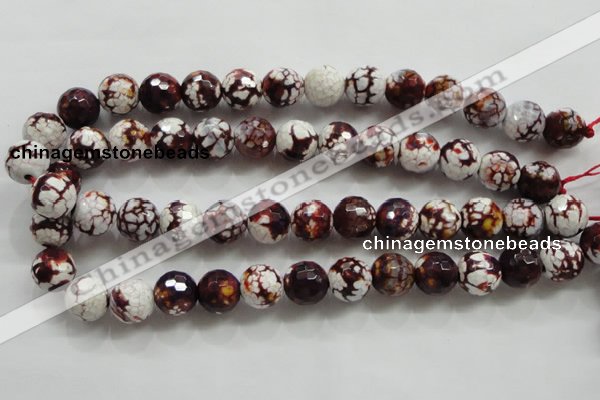 CAA806 15.5 inches 14mm faceted round fire crackle agate beads