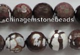 CAA807 15.5 inches 14mm faceted round fire crackle agate beads