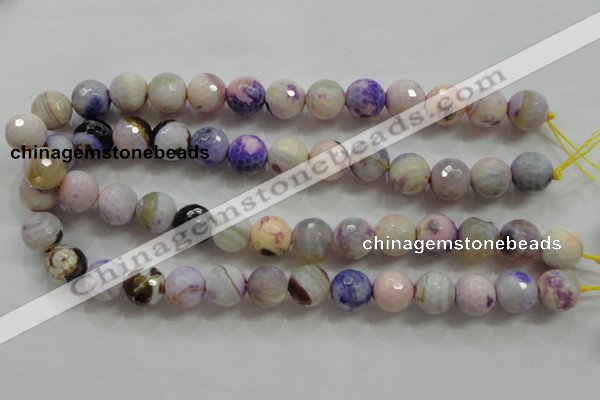 CAA809 15.5 inches 14mm faceted round fire crackle agate beads