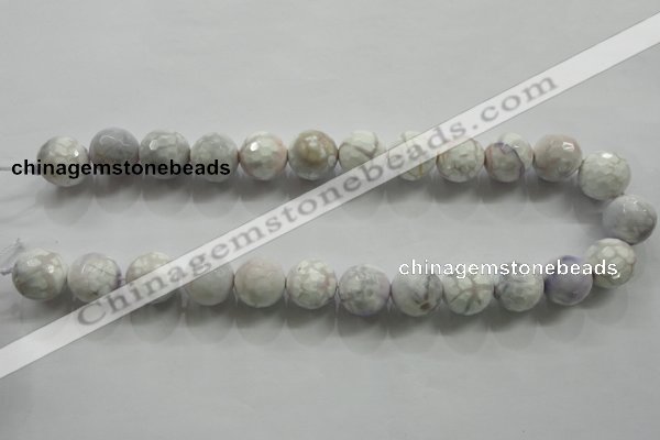 CAA815 15.5 inches 16mm faceted round fire crackle agate beads