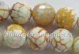 CAA816 15.5 inches 16mm faceted round fire crackle agate beads