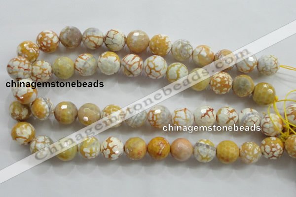 CAA816 15.5 inches 16mm faceted round fire crackle agate beads