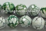 CAA817 15.5 inches 16mm faceted round fire crackle agate beads