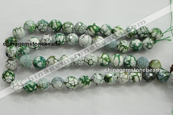 CAA817 15.5 inches 16mm faceted round fire crackle agate beads