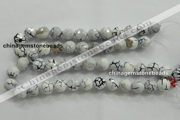 CAA818 15.5 inches 16mm faceted round fire crackle agate beads