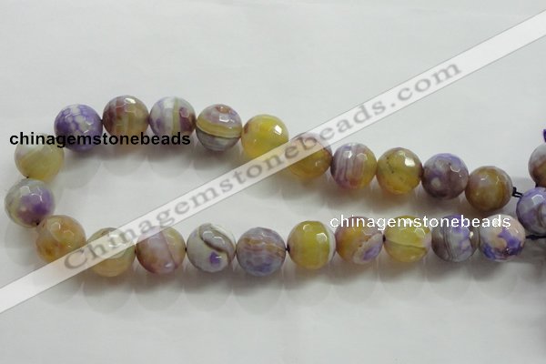 CAA819 15.5 inches 18mm faceted round fire crackle agate beads