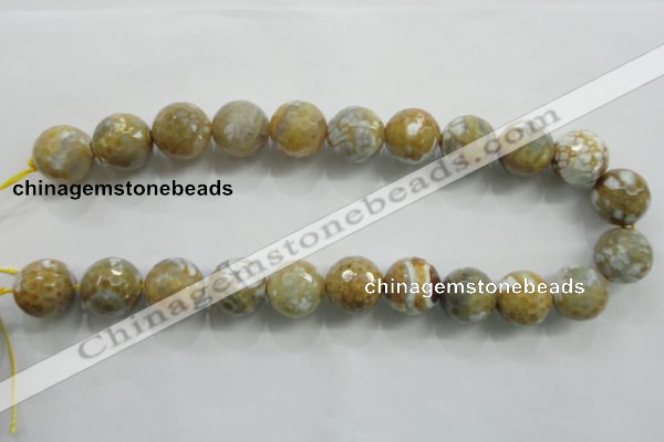 CAA820 15.5 inches 18mm faceted round fire crackle agate beads