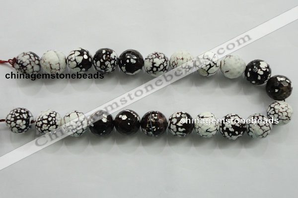 CAA821 15.5 inches 18mm faceted round fire crackle agate beads