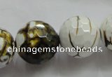 CAA822 15.5 inches 20mm faceted round fire crackle agate beads