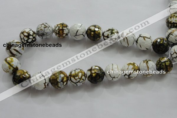 CAA822 15.5 inches 20mm faceted round fire crackle agate beads