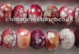 CAA826 15.5 inches 10*14mm faceted rondelle fire crackle agate beads