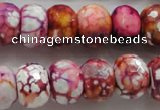 CAA831 15.5 inches 12*16mm faceted rondelle fire crackle agate beads