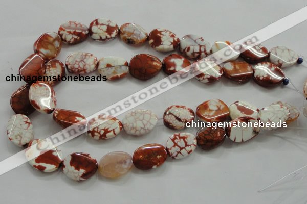 CAA836 15.5 inches 15*20mm twisted oval fire crackle agate beads