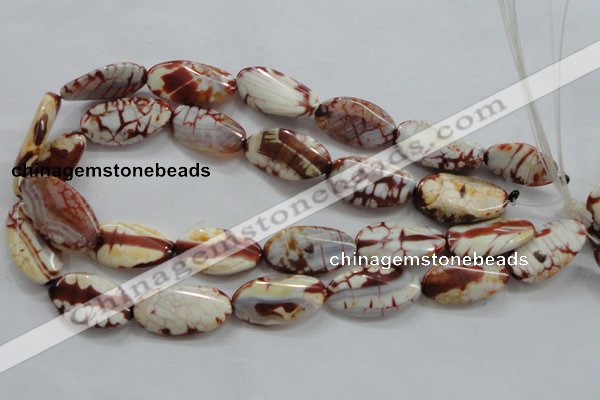 CAA838 15.5 inches 16*28mm twisted oval fire crackle agate beads