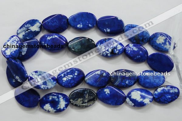 CAA839 15.5 inches 20*30mm twisted oval fire crackle agate beads