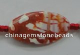 CAA841 15.5 inches 20*40mm twisted oval fire crackle agate beads