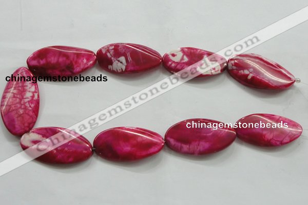 CAA844 15.5 inches 22*40mm twisted oval fire crackle agate beads