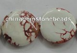 CAA848 15.5 inches 25mm flat round fire crackle agate beads