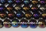 CAA850 15.5 inches 10mm round AB-color black agate beads