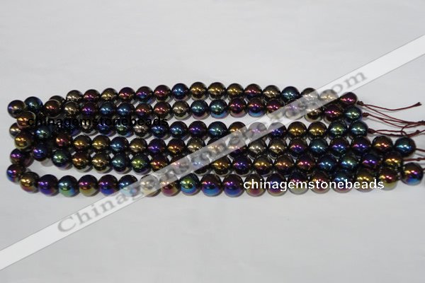 CAA850 15.5 inches 10mm round AB-color black agate beads