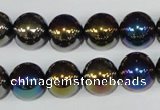 CAA851 15.5 inches 12mm round AB-color black agate beads