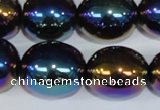 CAA854 15.5 inches 16*20mm egg-shaped AB-color black agate beads