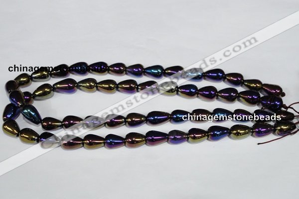 CAA855 15.5 inches 10*14mm teardrop AB-color black agate beads