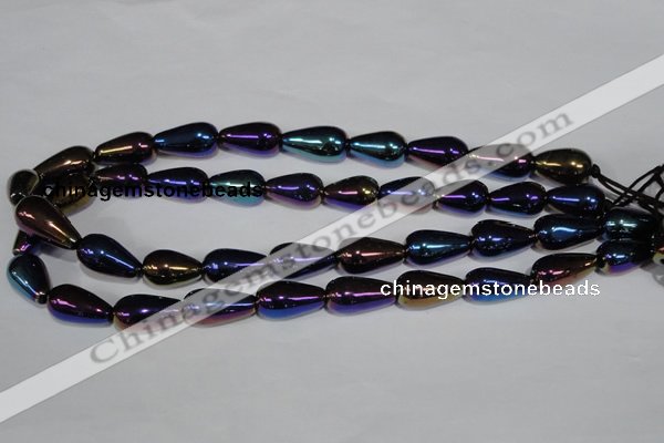 CAA856 15.5 inches 11*20mm teardrop AB-color black agate beads