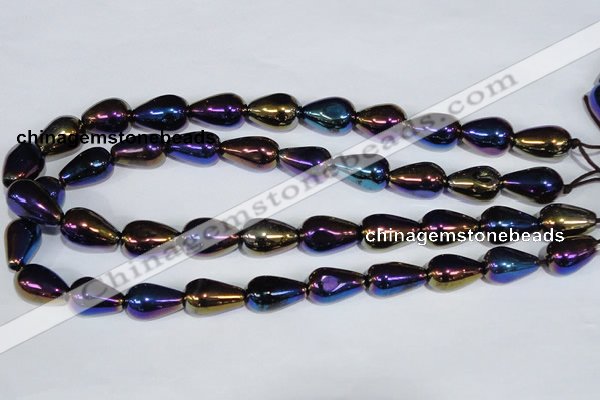 CAA857 15.5 inches 13*20mm teardrop AB-color black agate beads