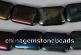 CAA861 15.5 inches 13*18mm rectangle AB-color black agate beads