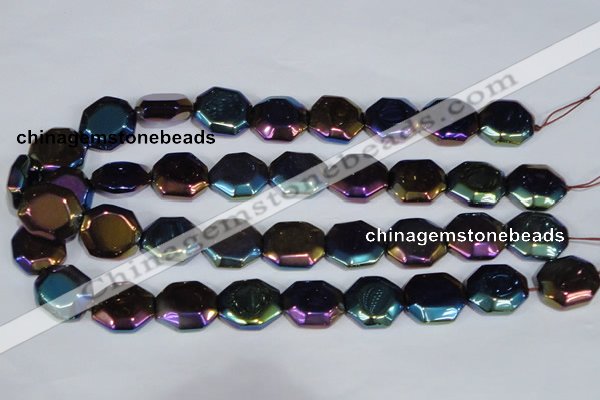 CAA862 15.5 inches 18*20mm octagonal AB-color black agate beads