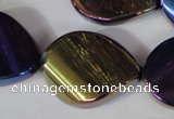 CAA863 15.5 inches 25*33mm twisted teardrop AB-color black agate beads