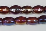 CAA878 15.5 inches 7*14mm rice AB-color red agate beads