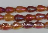 CAA880 15.5 inches 8*12mm teardrop AB-color red agate beads