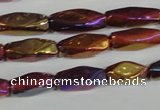 CAA882 15.5 inches 7*18mm faceted cuboid AB-color red agate beads