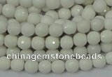 CAA92 15.5 inches 4mm faceted round white agate gemstone beads