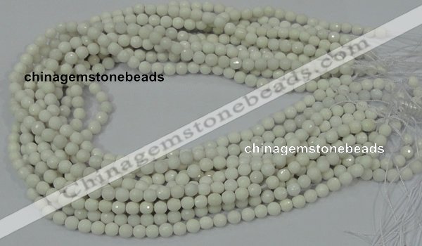 CAA92 15.5 inches 4mm faceted round white agate gemstone beads