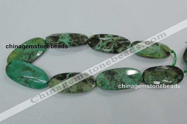 CAA95 15.5 inches 25*50mm faceted oval grass agate gemstone beads