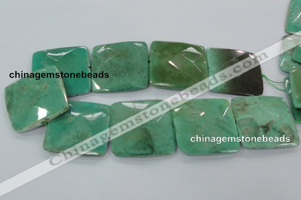 CAA98 15.5 inches 45*45mm faceted square grass agate gemstone beads