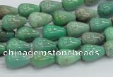 CAB03 15.5 inches 8*12mm teardrop green grass agate gemstone beads