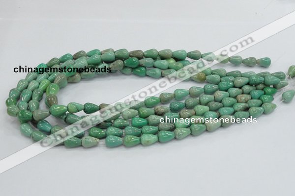 CAB03 15.5 inches 8*12mm teardrop green grass agate gemstone beads