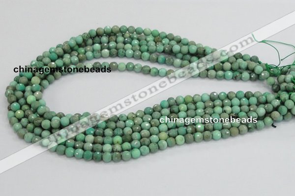 CAB06 15.5 inches 6mm faceted round green grass agate gemstone beads