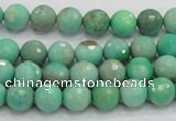 CAB07 15.5 inches 8mm faceted round green grass agate gemstone beads