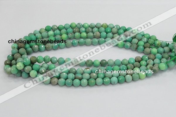 CAB07 15.5 inches 8mm faceted round green grass agate gemstone beads