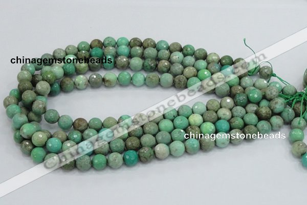 CAB08 15.5 inches 10mm faceted round green grass agate gemstone beads