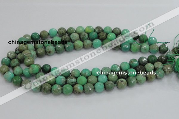 CAB09 15.5 inches 12mm faceted round green grass agate gemstone beads