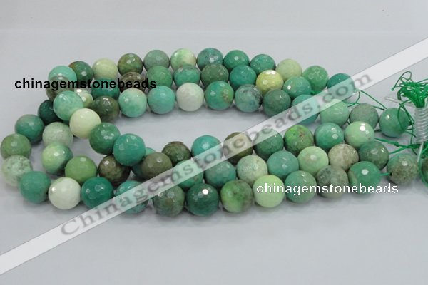 CAB11 15.5 inches 16mm faceted round green grass agate gemstone beads