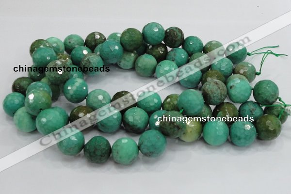 CAB12 15.5 inches 18mm faceted round green grass agate gemstone beads